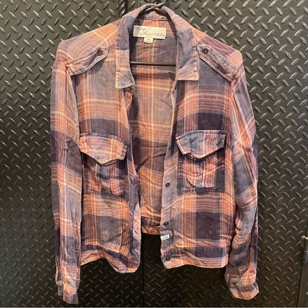 Blue/orange super soft plaid flannel